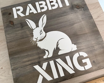 Rabbit Crossing Holzschild Kaninchenkäfig Accessoire Wandkunst