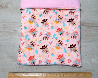 Pink Cat Cowboys Snuggle Sack for Small Animals