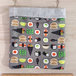 Sushi Print Hanging Snuggle Sack for Rats, Ferrets, Chinchillas, Guinea pigs, Sugar Gliders, Hedhehogs, and other Small Animals