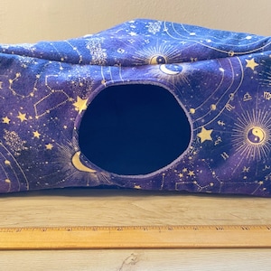 Purple Galaxy Print Corner Hut Hammock for Rats, Ferrets, Chinchillas, Guinea pigs, Sugar Gliders, Hedhehogs, and other Small Animals