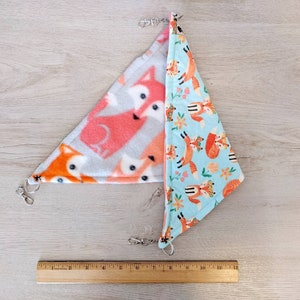 Fox Print Hanging Corner Hammock for Rats, Hamsters, Guinea Pigs, Chinchillas, Ferrets, Hedgehogs, and other Small Animals