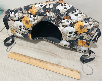 Fall Floral Skull Hut Hammock for Rats, Ferrets, Chinchillas, Guinea pigs, Sugar Gliders, Hedhehogs, and other Small Animals