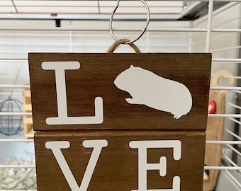 Guinea Pig Love Wooden Sign Guinea Pig Cage Accessory Wall Art