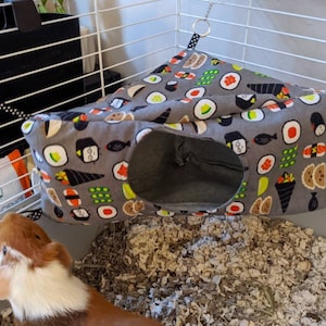 Sushi Print Corner Hut Hammock for Rats, Ferrets, Chinchillas, Guinea pigs, Sugar Gliders, Hedhehogs, and other Small Animals