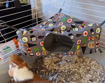 Sushi Print Corner Hut Hammock for Rats, Ferrets, Chinchillas, Guinea pigs, Sugar Gliders, Hedhehogs, and other Small Animals