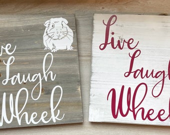 Live Laugh Wheek Wooden Sign Guinea Pig Cage Accessory Wall Art