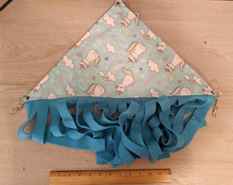 Hamaca esquinera de forro polar con estampado de unicornio y gato para ratas, cobayas, chinchillas, hurones, erizos y otros animales pequeños.