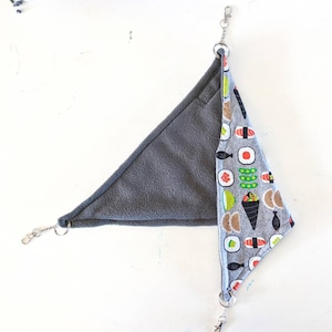 Sushi Print Hanging Corner Hammock for Rats, Hamsters, Guinea Pigs, Chinchillas, Ferrets, Hedgehogs, and other Small Animals