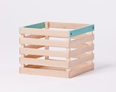 Small Crate: Seafoam Powdercoated Metal on Ash Wood, Design, Contemporary