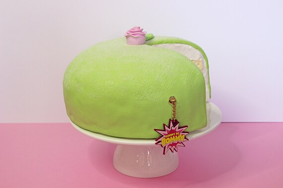 Swedish Princess Cake Purse Prinsesstärta Sweden Cake Bag Cake Handbag Fondant Lime Green Romantic Food Purse Flower Pink Cute Rommydebommy - 