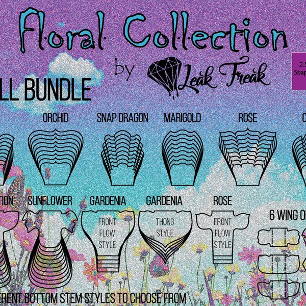 Floral Collection/Full Bundle/Cloth Pad Sewing Pattern/2.5" Snapped Width