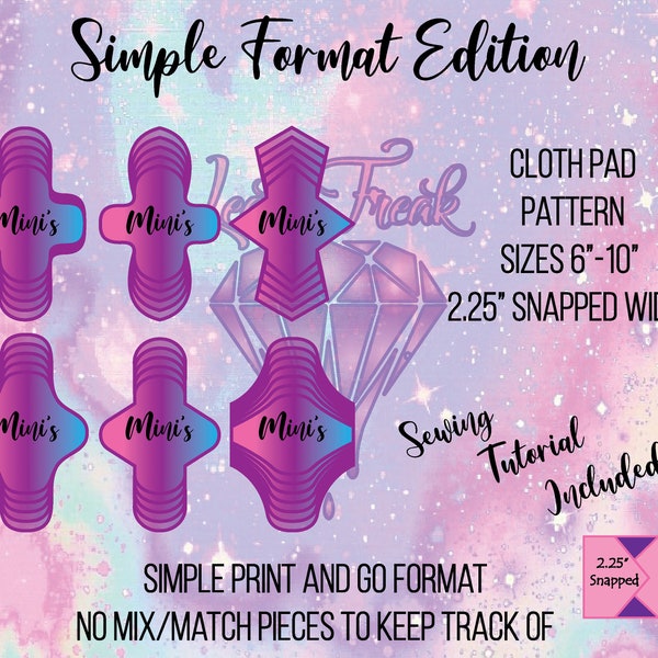 Tween Mini's/7 Different Shapes/Full Bundle/Cloth Pad Sewing Pattern/2.25" Snapped Width