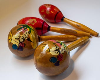 Vintage Retro 60's Mini Handmade Maracas Shakers