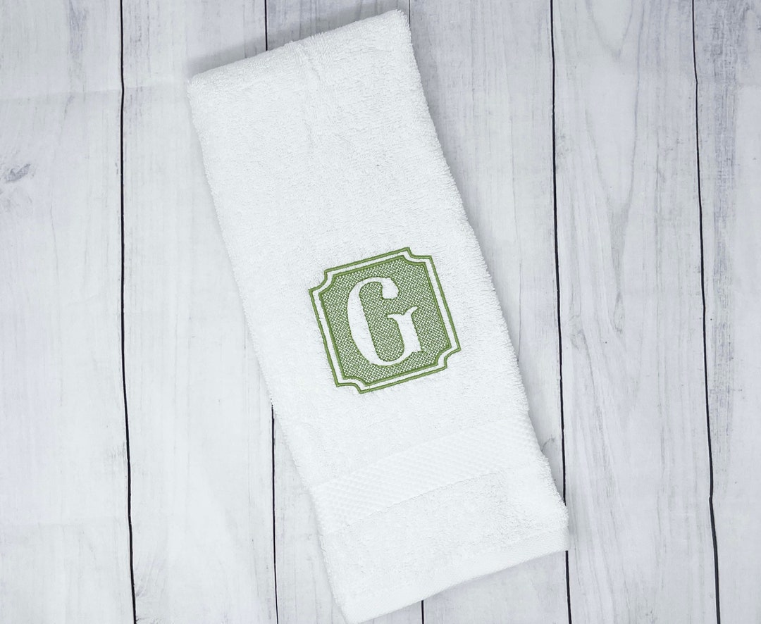 Embroidered Monogram Hand Towel | Combed Cotton Bathroom Decor - 4 Towels