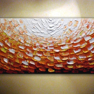 Ready to Hang Orange ABSTRACT Painting Modern Textured Art Impasto Painting Textured Artwork Textured Orange Painting by Nata image 1