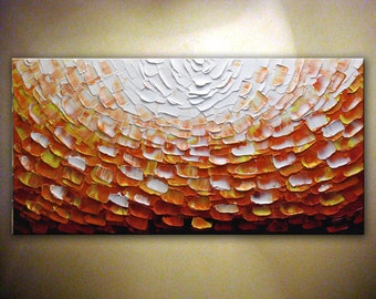 Ready to Hang Orange ABSTRACT Painting Modern Textured Art Impasto Painting Textured Artwork Textured Orange Painting by Nata