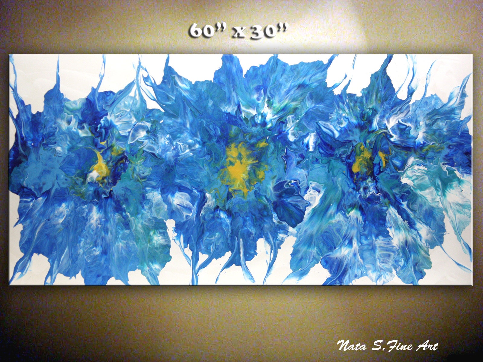 60 blue white abstract painting acrylic pouring etsy 60 blue white abstract