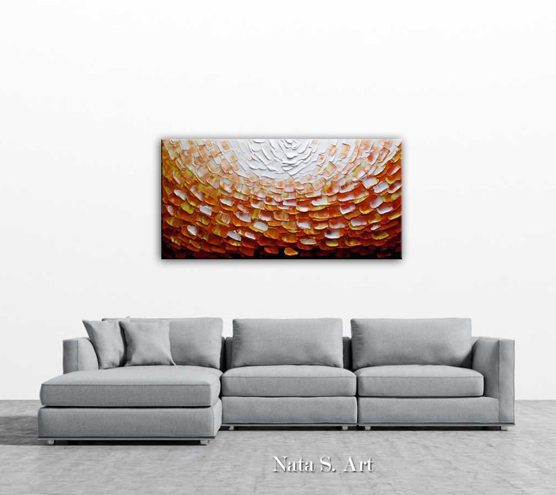 Ready to Hang Orange ABSTRACT Painting Modern Textured Art Impasto Painting Textured Artwork Textured Orange Painting by Nata image 3