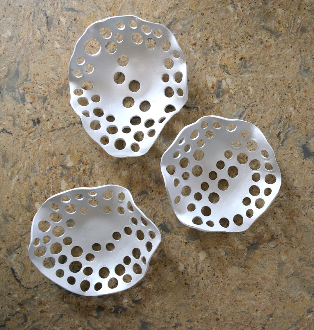 Decorative Plates Wall Art, Polymer Clay Wall Sculpture, Set of 3