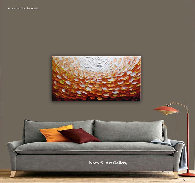 Ready to Hang Orange ABSTRACT Painting Modern Textured Art Impasto Painting Textured Artwork Textured Orange Painting by Nata image 2