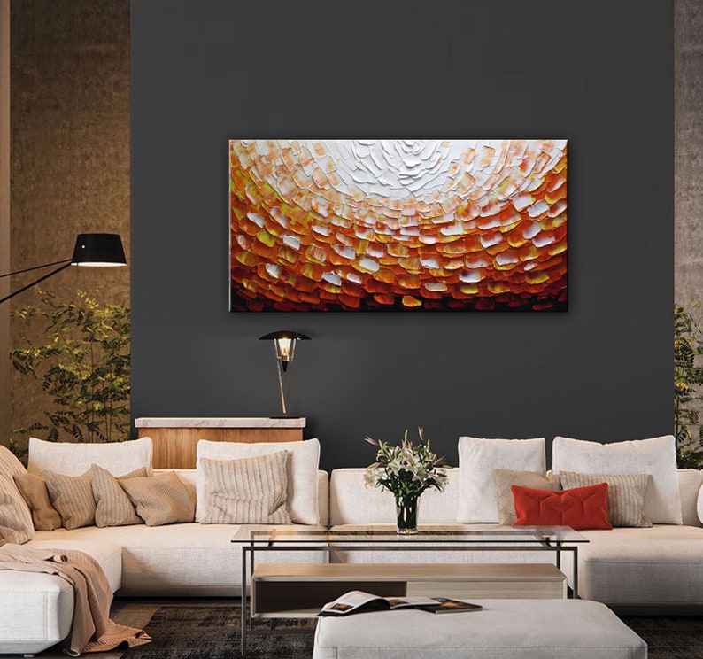 Ready to Hang Orange ABSTRACT Painting Modern Textured Art Impasto Painting Textured Artwork Textured Orange Painting by Nata image 4