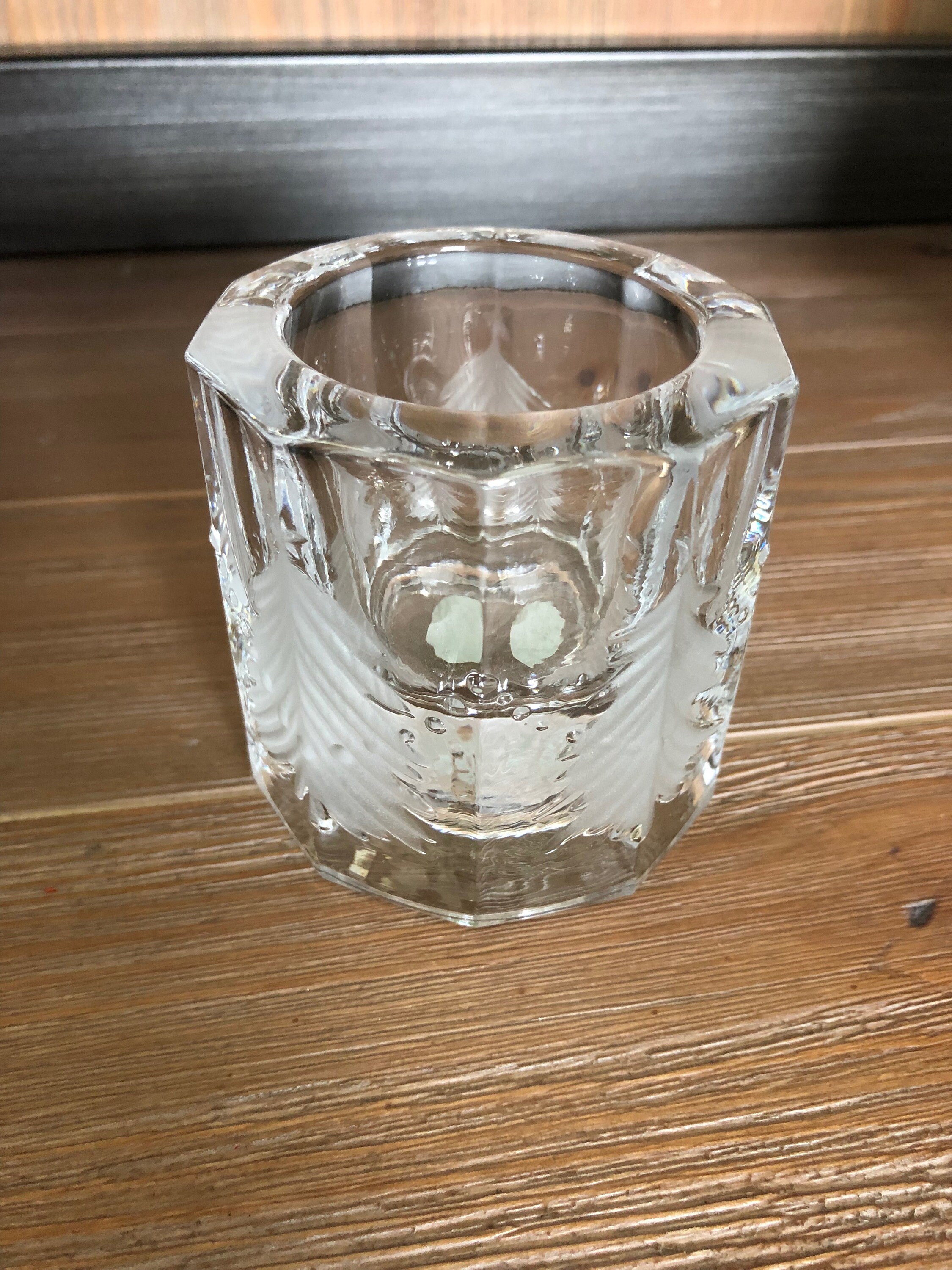 Vintage Frosted Glass Christmas Tree Design Candle Holder ...