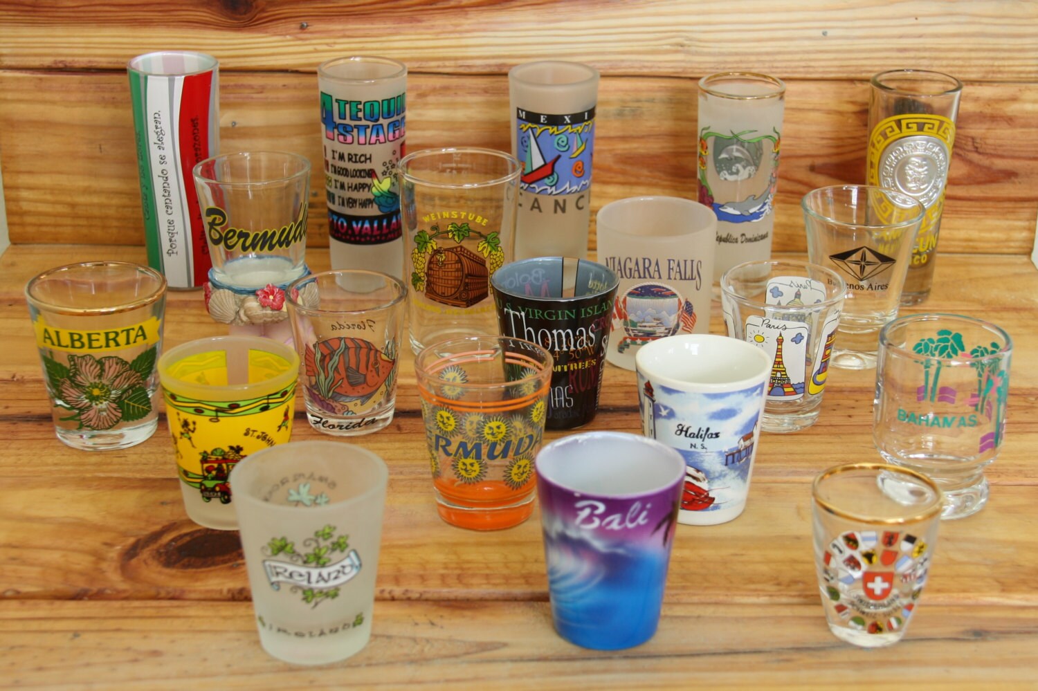 Shot Glasses Lot. Lot of 20 from world cities and countries. Etsy
