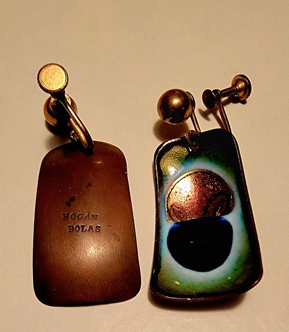 Vintage Mid Century Hogan Bolas Copper drop screw… - image 2
