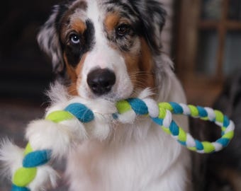 Fleece & SHEEPSKIN Dog Tug Toy - Custom Colors