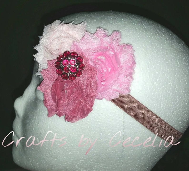 accessory mauve headband newborn headband pink rhinestone light pink headband baby girl gift pink sparkle photo prop Pink headband