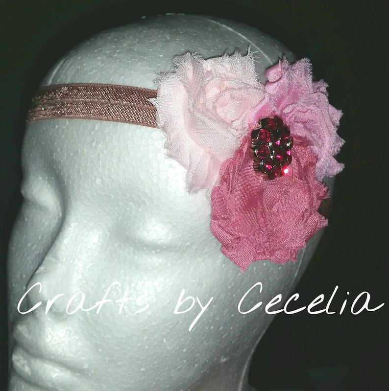 accessory mauve headband newborn headband pink rhinestone light pink headband baby girl gift pink sparkle photo prop Pink headband