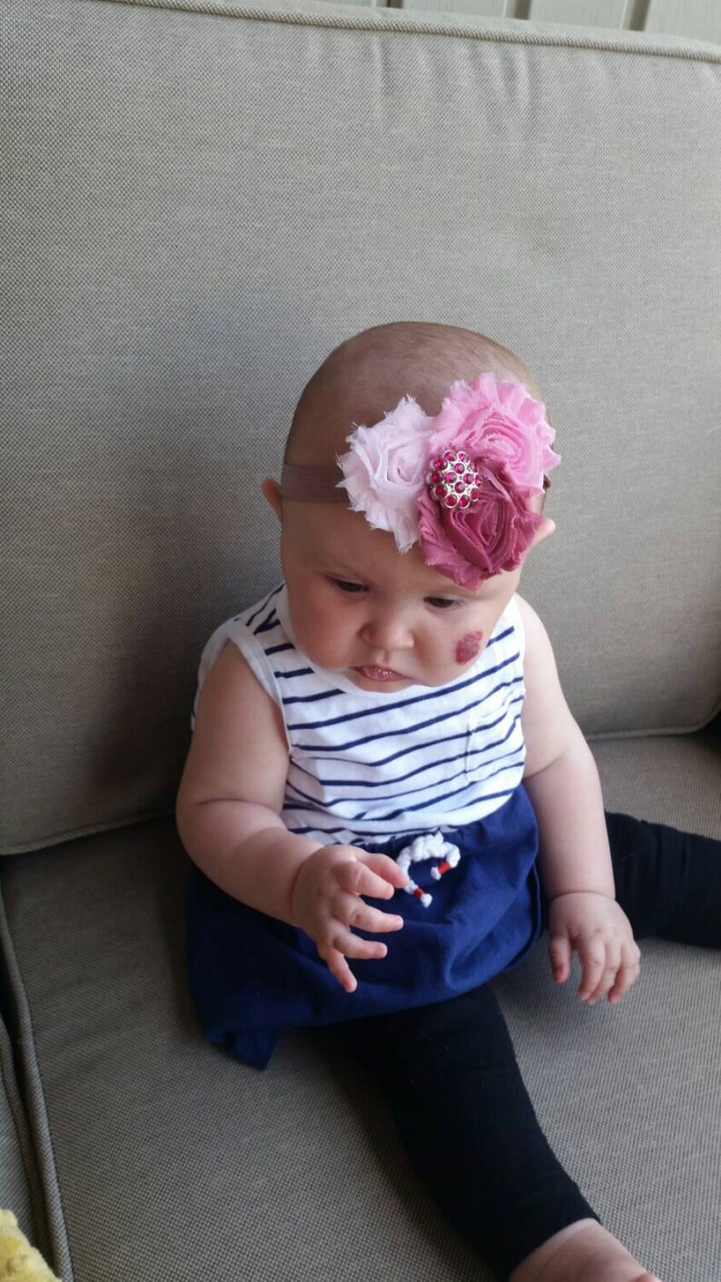 accessory mauve headband newborn headband pink rhinestone light pink headband baby girl gift pink sparkle photo prop Pink headband
