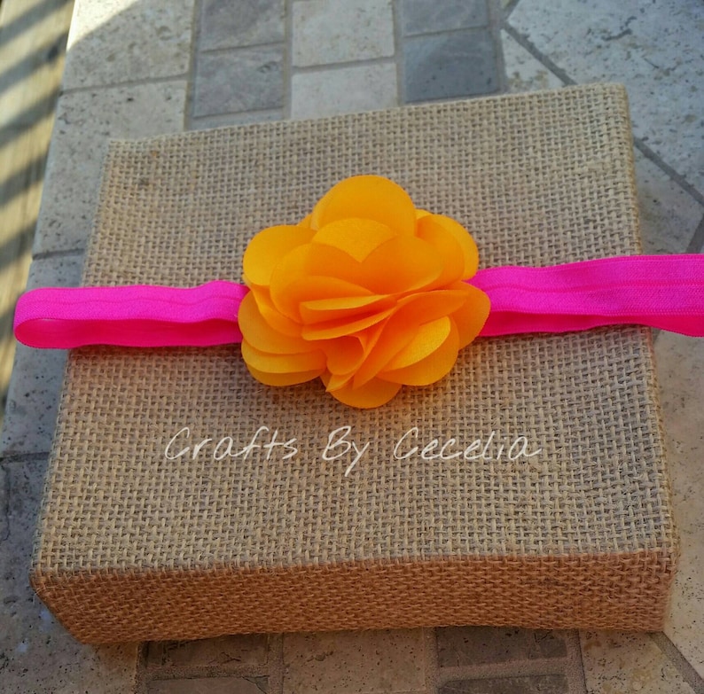 baby headband neon orange and neon pink neon headband, summer headband neon pink headband photo prop newborn pink and orange