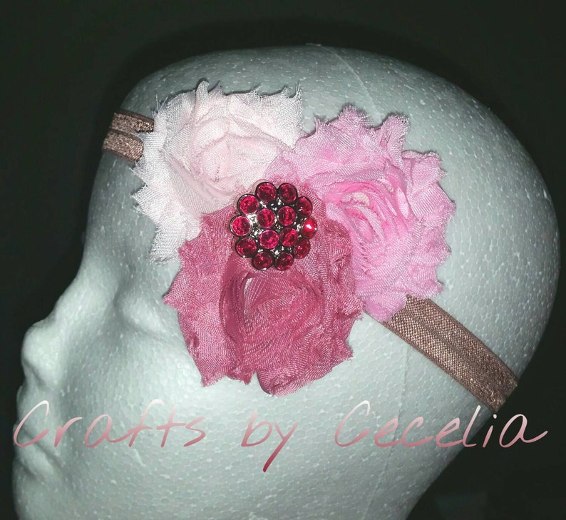accessory mauve headband newborn headband pink rhinestone light pink headband baby girl gift pink sparkle photo prop Pink headband