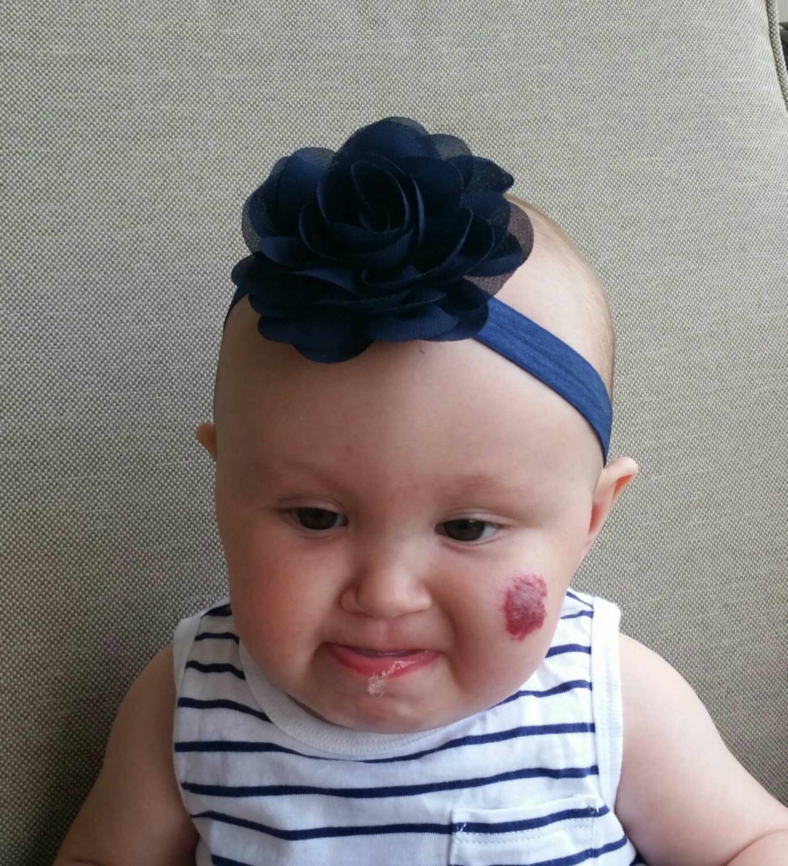 Navy Headband Chiffon Flower Headband Navy Flower Blue Etsy