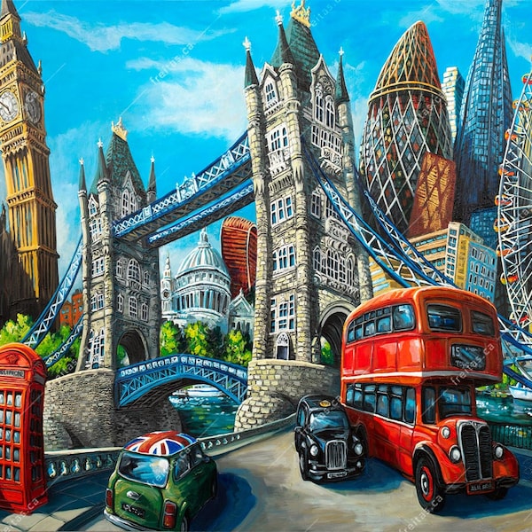 This is London | Limited Edition Giclee | Paper Art Print | Painting by Miguel Freitas | Wall Art | Home Decor