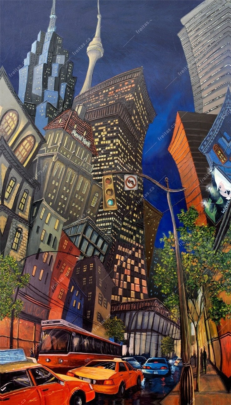 Toronto Limited Edition Giclee Paper Fine Art Print Painting by Miguel Freitas Wall Art Decor Etsy