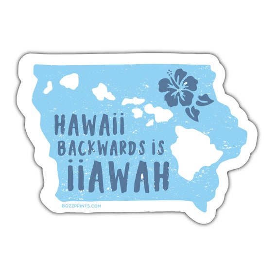 Hawaii Backwards is Iiawah Ocean Blue Magnet/sticker | Etsy