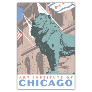 Carte postale Lion de l'Institut d'art de Chicago