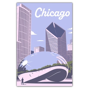 Chicago-Cloud-Gate-Skyline-Postkarte