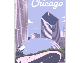 Chicago Cloud Gate Skyline Postcard