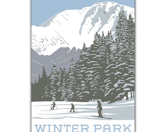 Winter Park Skiing Postcard