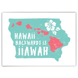 Hawaii Rückwärts ist Iiawah Grußkarte