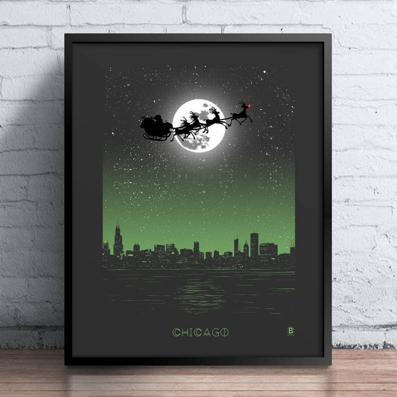 Chicago Holiday Moon Print image 1