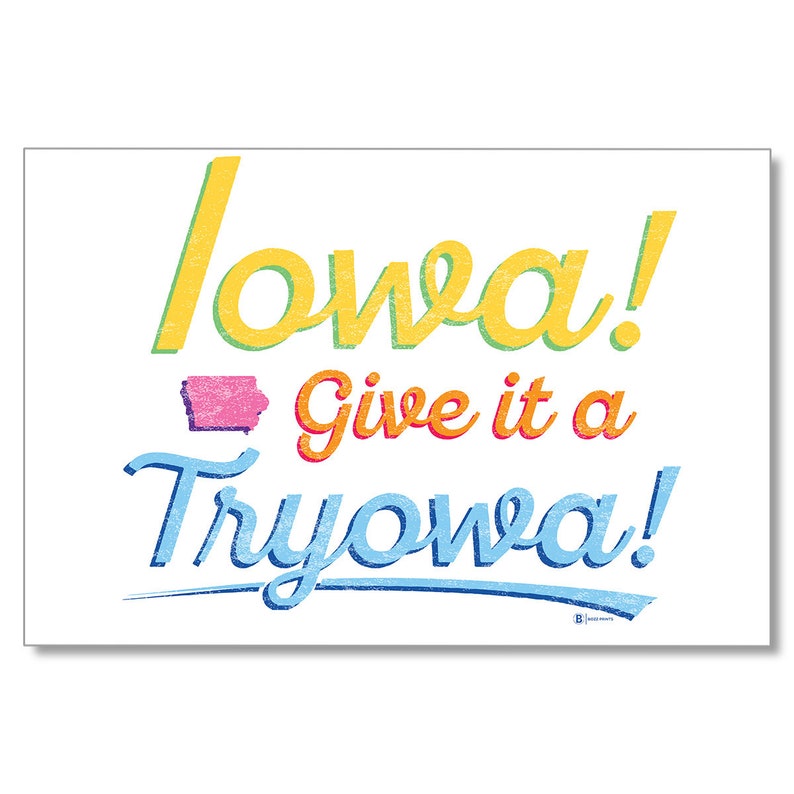 White Postcard Give it a Tryowa Iowa