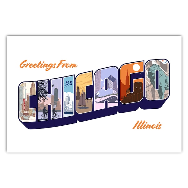 Greetings From Chicago Postcard