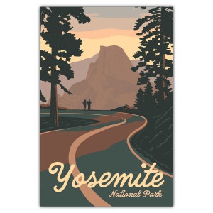 Carte postale du parc national de Yosemite, de la route au Half Dome
