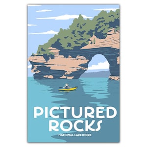 Postal de la costa nacional de Pictured Rocks