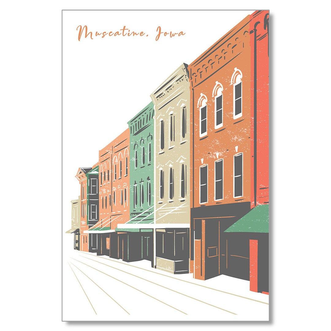 Downtown Muscatine Postcard Etsy