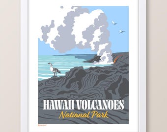 Parque Nacional de los Volcanes de Hawái - Lava Oceánica - Impresión de Hawái